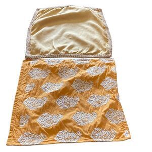 Pottery Barn Pillow Cover Set Yellow White Linen Cotton 20 x‎ 20 Home Coastal